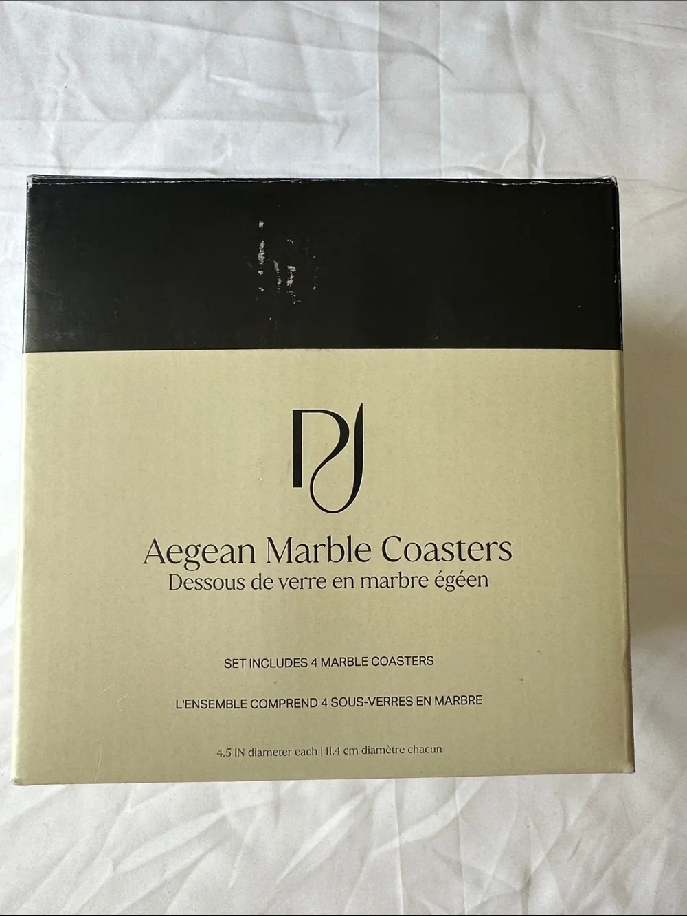 The Polished Jar Aegean Marble Coasters Set of 4 Natural Stone Decor SHIP ALONE